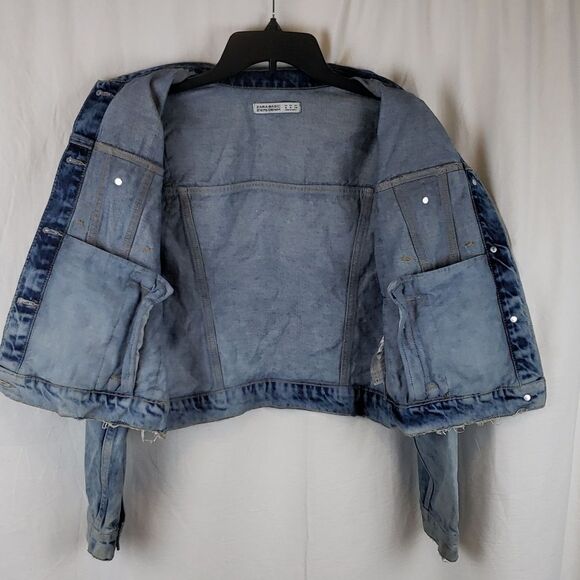 Zara Women's Medium Distressed Jean Jacket - Picture 11 of 15